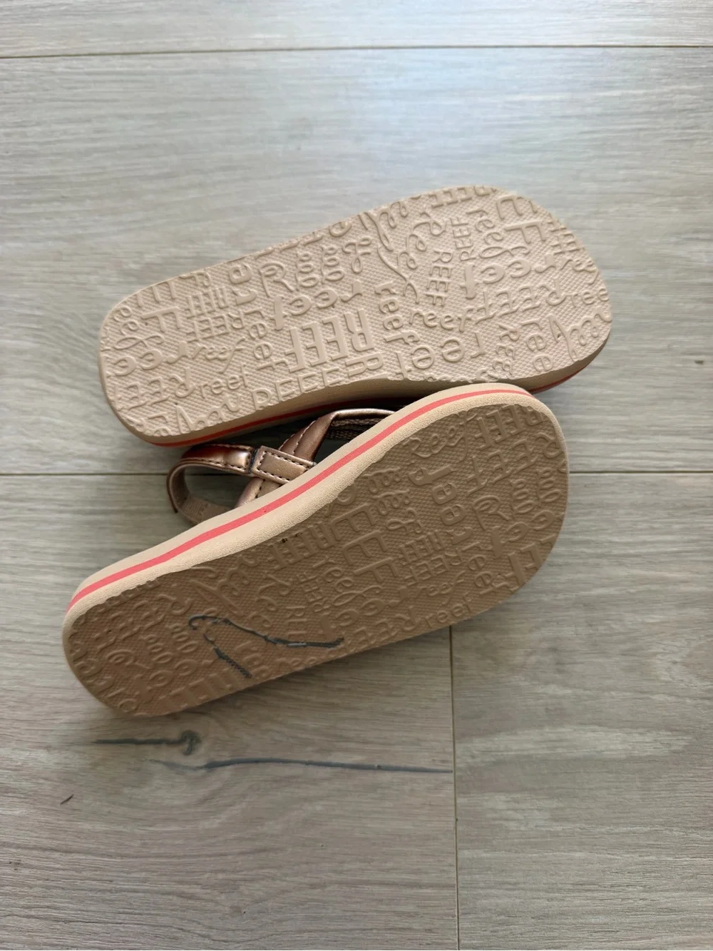 Reef Brown Leopard Print Flip Flops with Metallic Bronze Straps